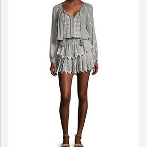 LoveShackFancy ruffled embroidered mini dress